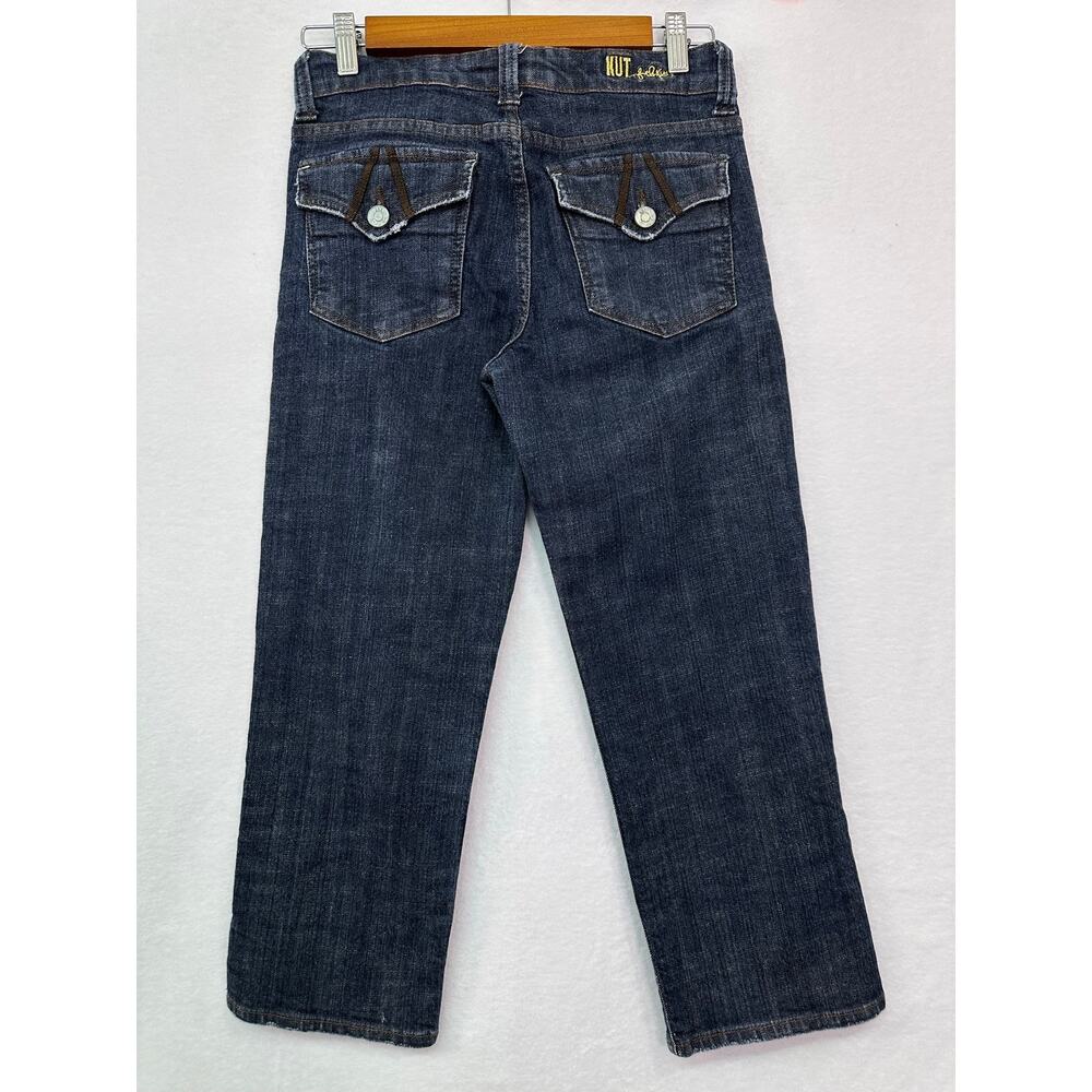 KUT From The Kloth Y2K Dark Wash Cropped Flap Pocket Jeans Size 2 - Picture 6 of 13